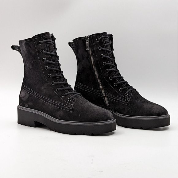 Paul Green Shoes - Paul Green Women Jackson Black Fine Suede Combat Boots size 8US Austrian 5.5